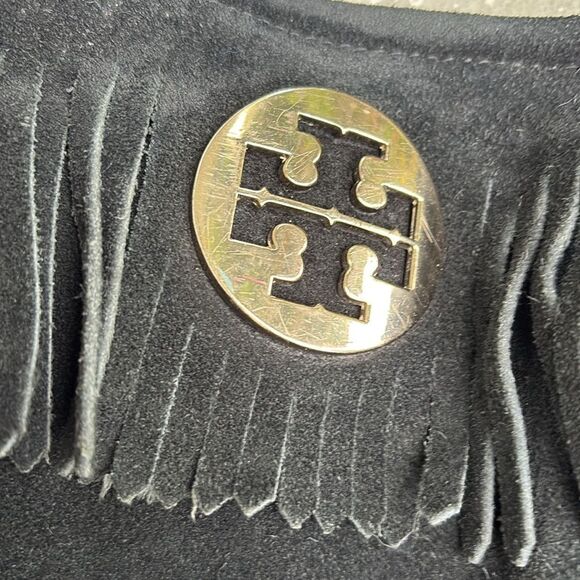 Tory Burch Walker moccasin fringe suede boots - Picture 2 of 9